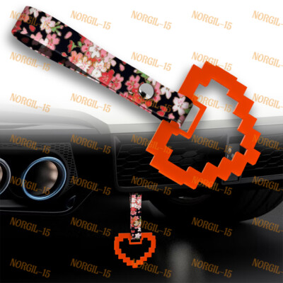 JDM TSURIKAWA Mosaic Heart Orange Ring Train Bus Handle Fabric Strap Nylon BKF