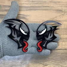 Venomous V3 Badges Emblem White Eye Red Tongue, 2 Badges, Fender Venom, Angry