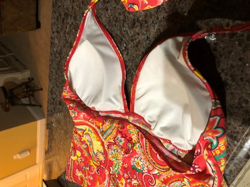 Tankini GIrls Chaps Size 14 Coral Paisley Swim Top - Picture 5 of 6