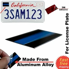ALUMINUM License Plate Thin Blue Line Sticker Decal Emblem Cop Officer 1.5"x1" 