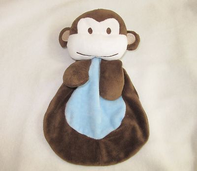 SL Home Fashions RN 119741 Brown Blue Monkey Security Blanket Lovey 
