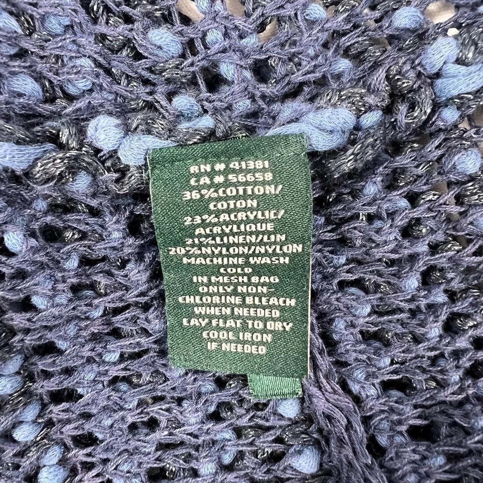 Cárdigan suéter chal capucha cuello azul marino drapeado LAUREN RALPH LAUREN para mujer talla S/M Foto 4 de 4