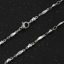 Silver Stainless Steel bracelet or necklace with round and oval beads