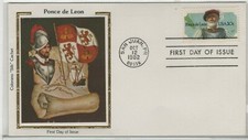 USA 1982 SILK FIRST DAY COVER PONCE DE LEON + CACHET