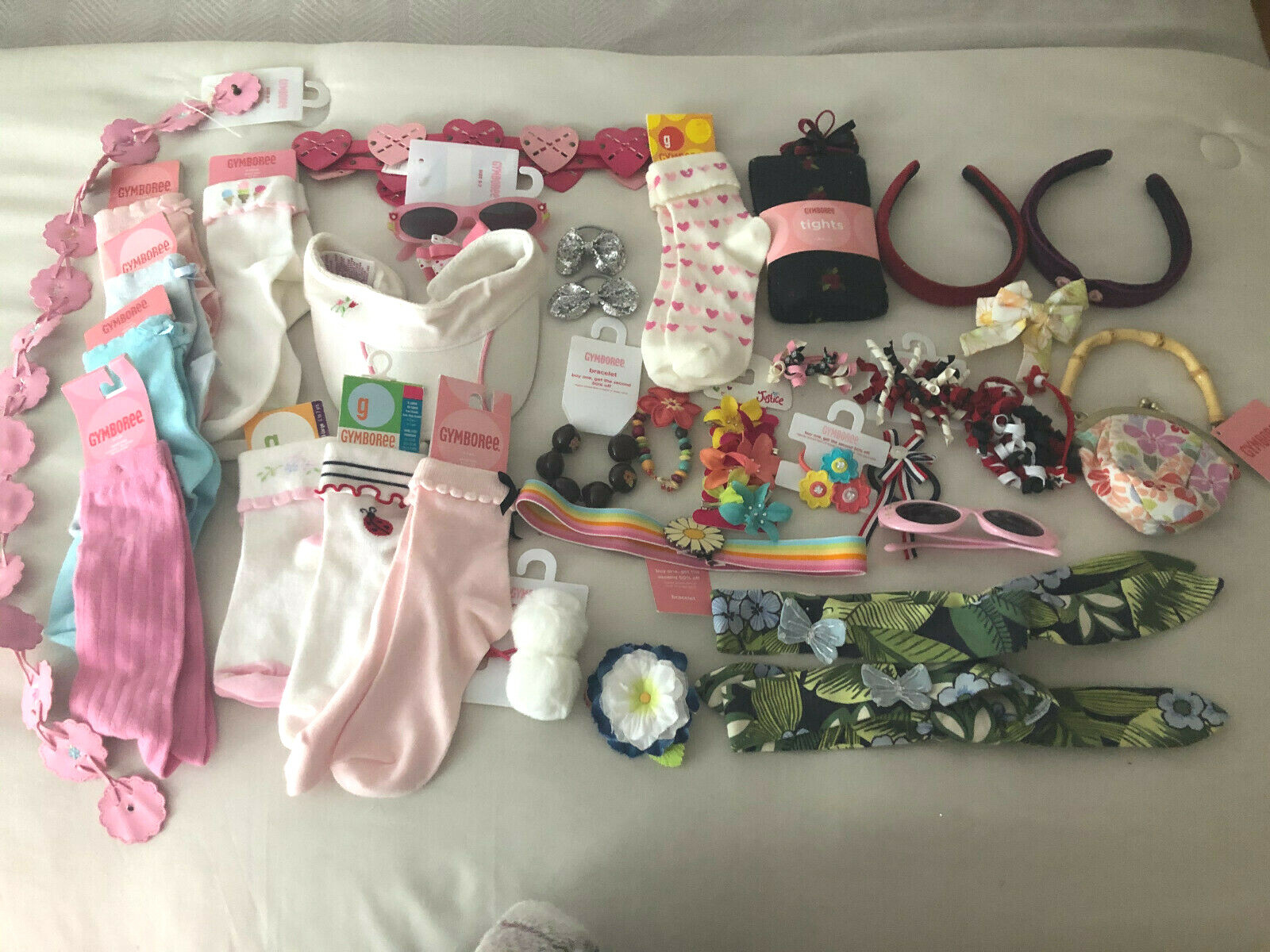 LOTTO 39 ACCESSORI CALZE CINTURE BORSE FASCE PER CAPELLI PONY O BARRETTESNWT