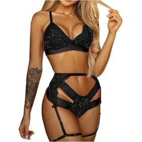 Lingerie Sleepwear Underwear   Bra Set Womens Ladies Sexy Lace Thong Nightwear