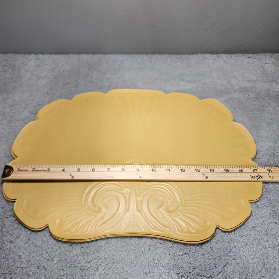 Juego de 5 manteles individuales vintage Art Deco vinilo concha dorada festoneados Regency Deco MCM Foto 4 de 4
