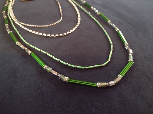 Layered Necklace, Nwt, Vintage Style, Vibrant Green, Diamante, Stunning - Picture 3 of 15