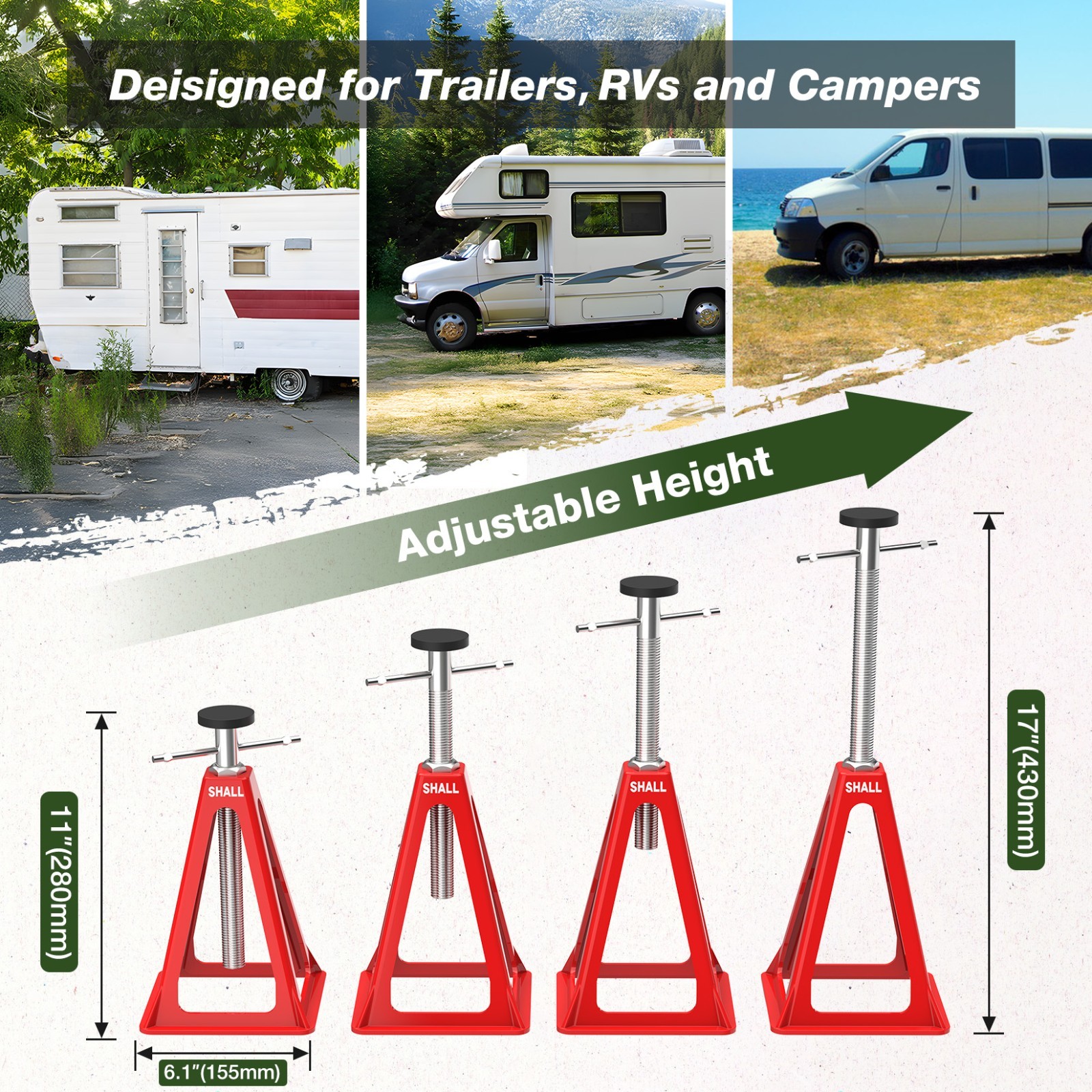 SHALL 4PC RV Stabilizer Jacks,Heavy Duty Aluminum Jack Stands for ...
