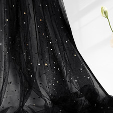 Black Glitter Tulle Fabric Rolls 3 Yards Star Moon Sequin Romantic Craft