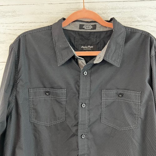 Eighty Eight Platinum Black and Gray Striped Button Down Shirt Size XL - Picture 7 of 8