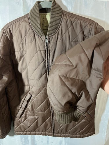 Volcom Workwear Brown Quilted Bomber Jacket Full Zip Long Sleeve Mens Sz Small S - Picture 6 of 14