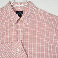 Brooks Brothers 346 Mens XL Non Iron Gingham Check Button Down Shirt Red White