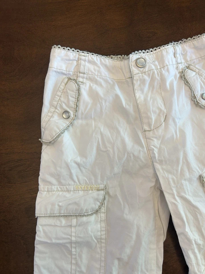 Pantalones cargo ligeros descoloridos Glory de colección para niñas talla 5 blancos crema 100 % algodón Foto 3 de 4