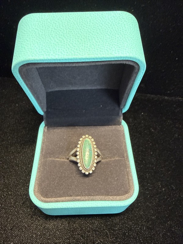 Native American Indian Bell Trading Co Sterling Silver Turquoise Ring Sz 8 1/2”