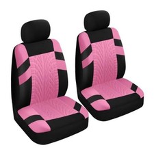 2PCS Car Front Seat Cover with 2 Headrest Covers, Breathable Waterproof Pink