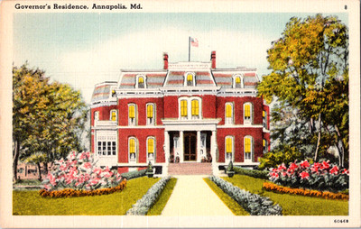 Vintage Postcard Annapolis Maryland Governors Residence Brick Mansion