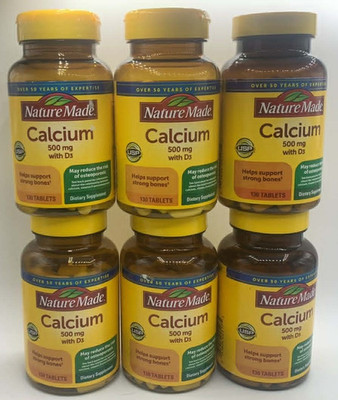 6PK Nature Made Calcium 500 mg With D3 ~ 130 Tablets Each ~ EXP 4/27 ~ FAST SHIP