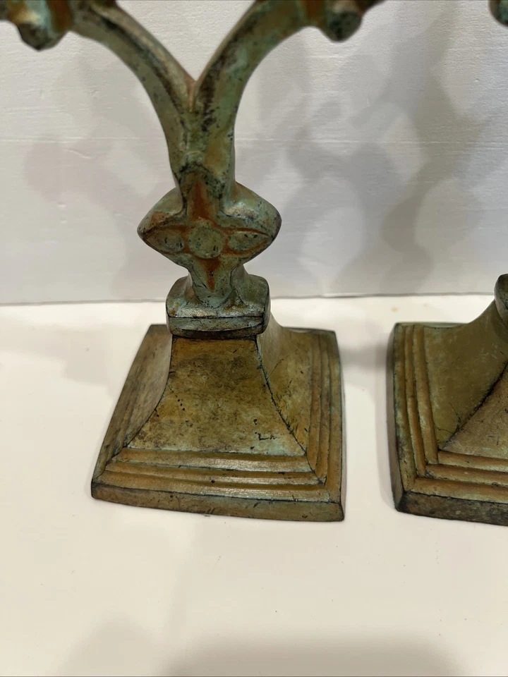 Cruz Acabada Vintage Arquitectónica Decorativa Hierro Fundido Pintado Verde Foto 4 de 4