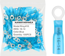 Haisstronica 100Pcs 10 Blue Marine Grade Heat Shrink Ring Connectors,16-14 Gaug