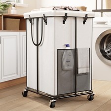 150L Large Laundry Basket with Wheels, Rolling Laundry Hamper with Removable ...
