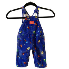Vintage Oshkosh B'Gosh Vestbak Corduroy Overalls Rockets Outer Space 12M 80s USA