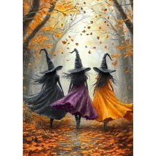 Witch Diamond Art Kits for Adults, Fall Forest Witch DIY 5D Diamond Painting ...