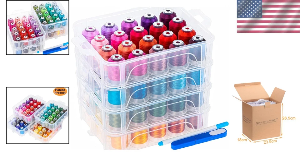 All-in-One 80 Spools 500m Embroidery Thread with Accessories for Janome Machines - Image 2 of 4