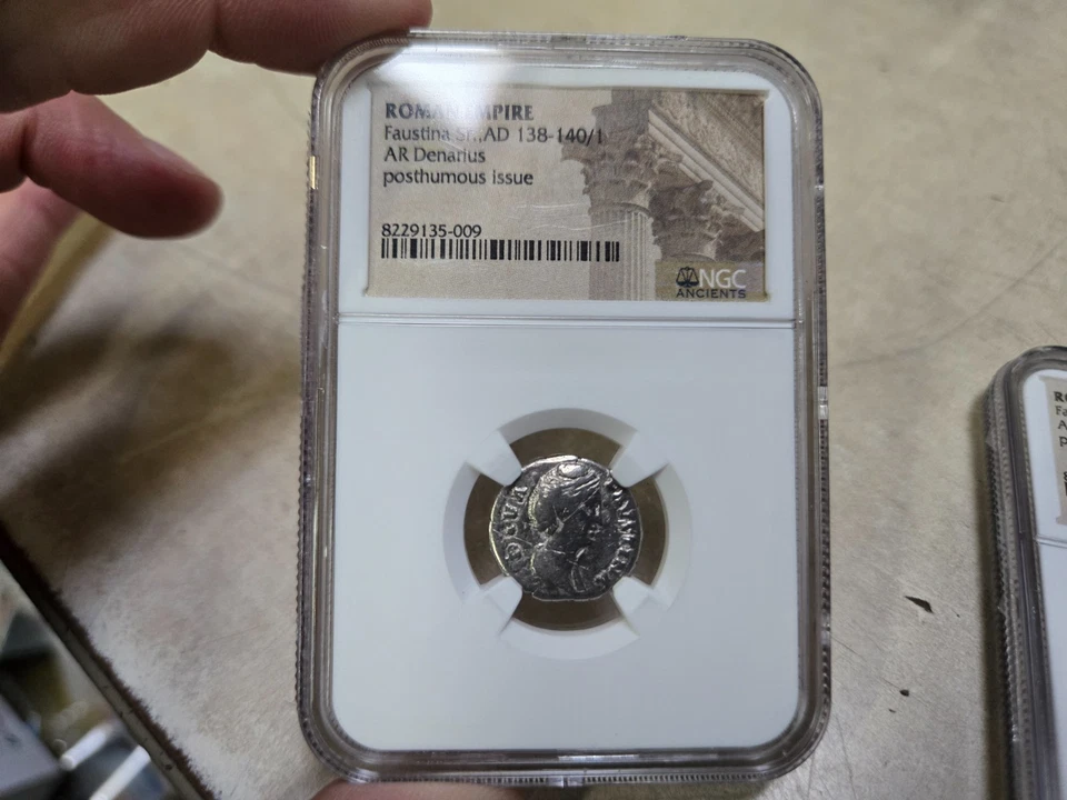 LOT OF 2 Roman Empire Faustina Sr. AD 138-140/1 AR Denarius NGC - Image 2 of 4