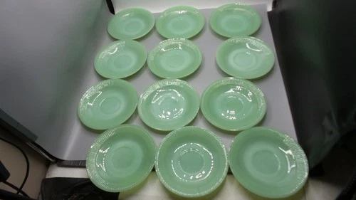 Fire King Jadeite Jadite Green plates Saucers 5.75" Set of 12 Setting Table