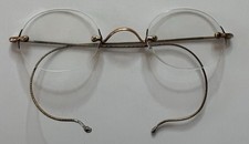VTG Eyeglasses Gold Tone Wire Rim Wrap Antique Eyewear Steampunk Hippy