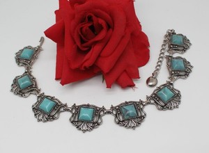 Vintage Blue Imitation Stone  Classic Collar 15.5"  Necklace CAT RESCUE