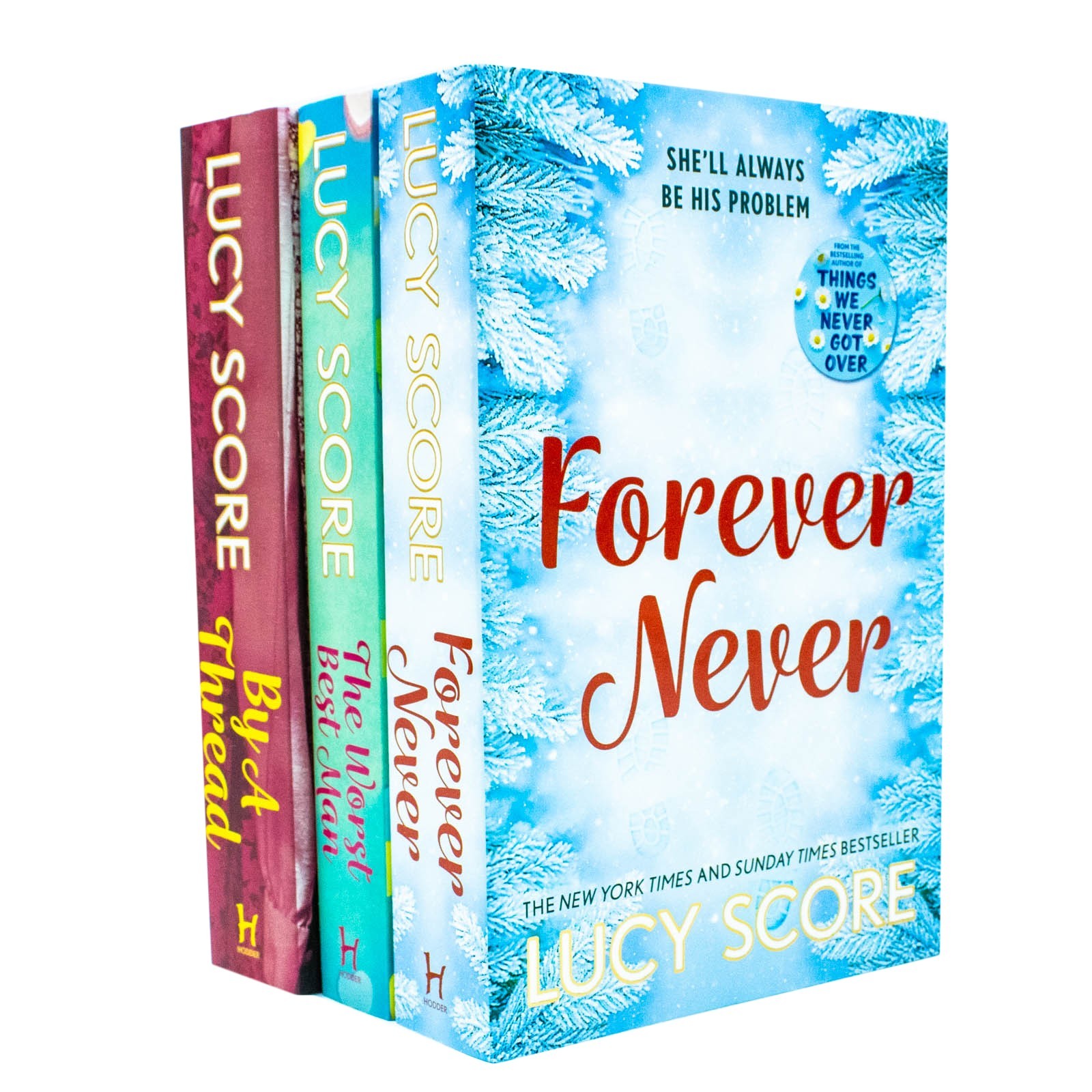 Lucy Score Collection 3 Books Set By a Thread, Forever Never, Worst Best Man