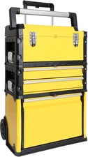 Stackable Rolling Tool Box Portable Metal Toolbox Organizer with Wheels and 2 Dr