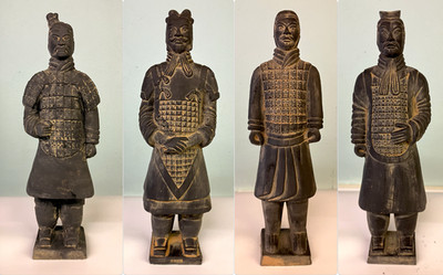 Chinesische Terrakotta Ton Krieger Statue Figur Büro General Soldat 35 cm