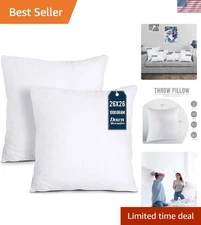 Throw Pillows Insert Pack of 2, White - 26 x 26 Inches Bed and Couch Pillows ...