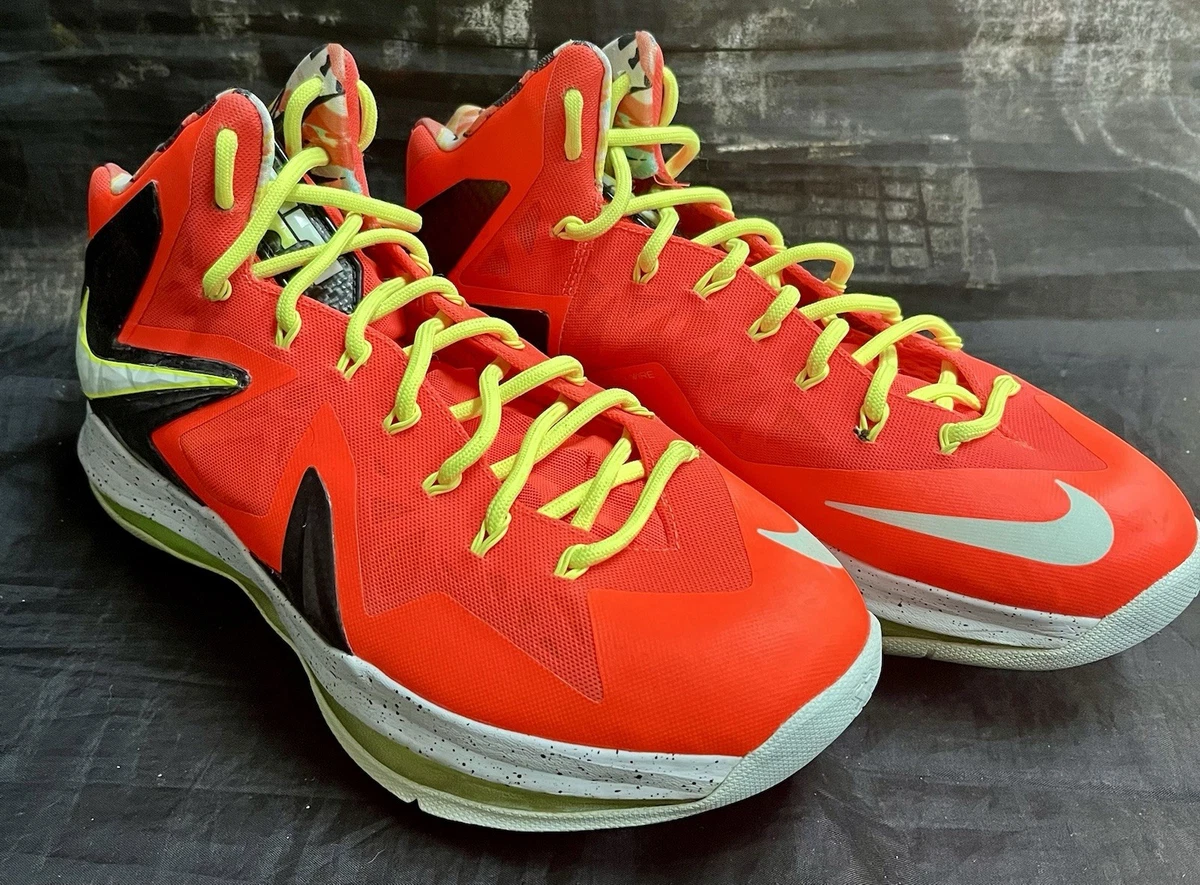 Nike LeBron 10 x PS Elite Total Crimson Mens 10 Basketball Shoes 579827-800 Volt Nike LeBron 10 X PS Elite Total Crimson Orange Men 10  main image 3