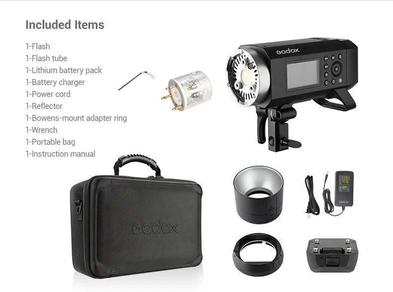 US Godox AD400pro WITSTRO All-in-One 2.4G Wireless Flash Light TTL HSS Speedlite - Image 3 of 4