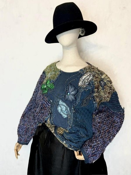 Women American Vintage Sweater Navy Viscose 40 / L #4ZB2