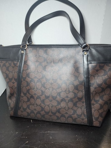 Coach Signature Diaper Bag Baby Bag With Changing Pad Canvas Brown/Black C4071 - Picture 13 of 17
