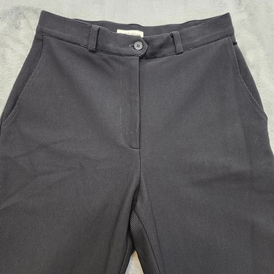 Винтажный 90-х Ann Taylor ребристый высокая талия сужающийся ноги брюки размер 10 черный эластичной - Изображение 2 из 4