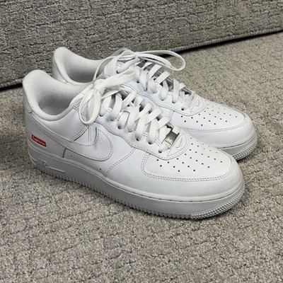 Nike Air Force 1 Low Supreme White Box Logo AF1 Sneakers CU9225-100 Size 9 Men