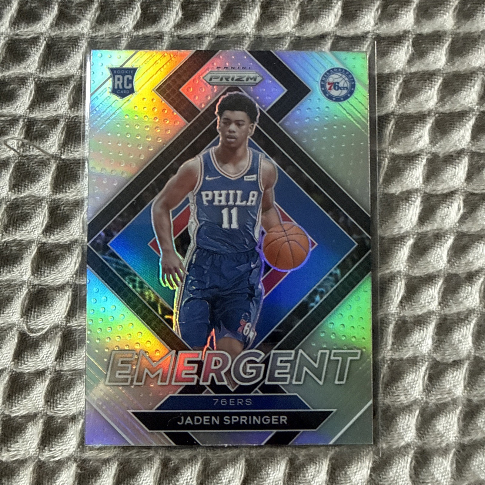 2021-22 Panini Prizm Jaden Springer Silver Prizm Emergent RC #26 76ers