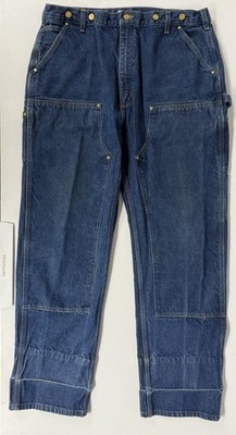 Carhartt Jeans Dungaree Blue Denim Double Knee Carpenter Pants B07 DNM Men 40x34