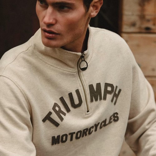 Triumph Herren gerippt halber Reißverschluss Baumwolle schwarz Sweatshirt Pullover Medium Large XL XXL - Bild 2 von 6