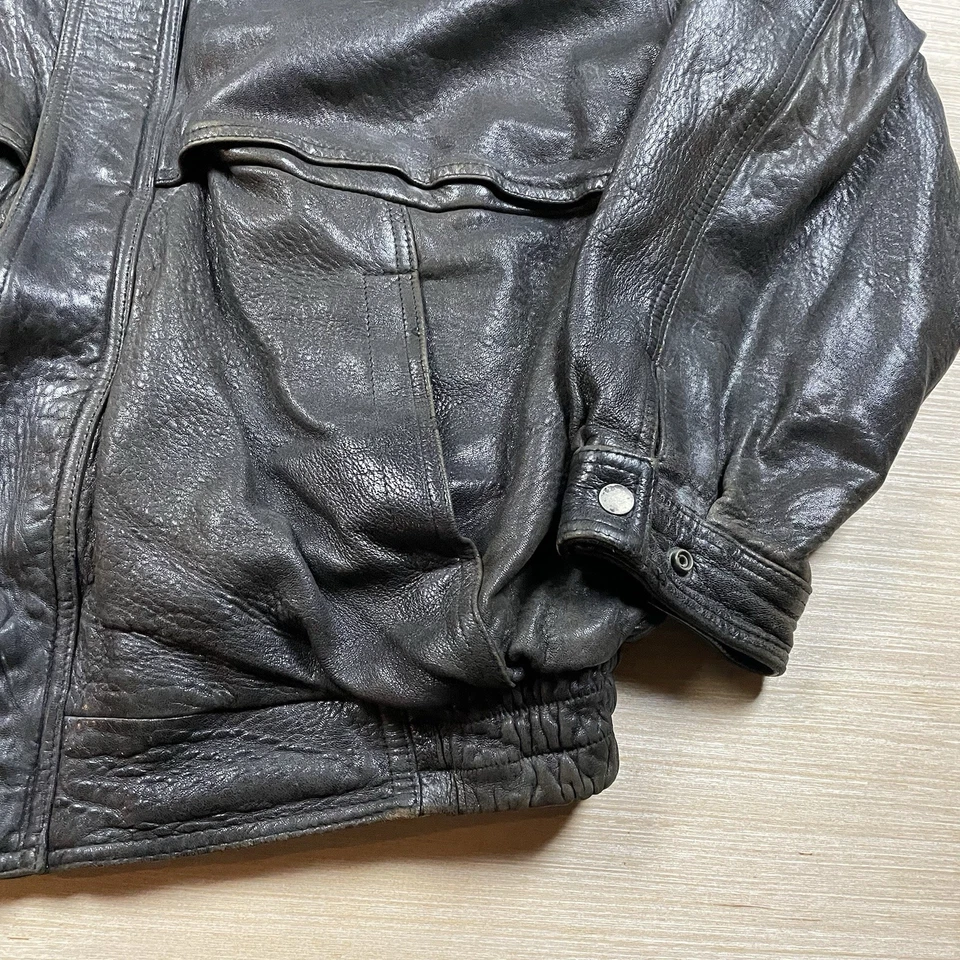 Chaqueta de bombardero de cuero vintage XL larga A2 aviador Fuerza Aérea años 90 Preswick & Moore Foto 4 de 4