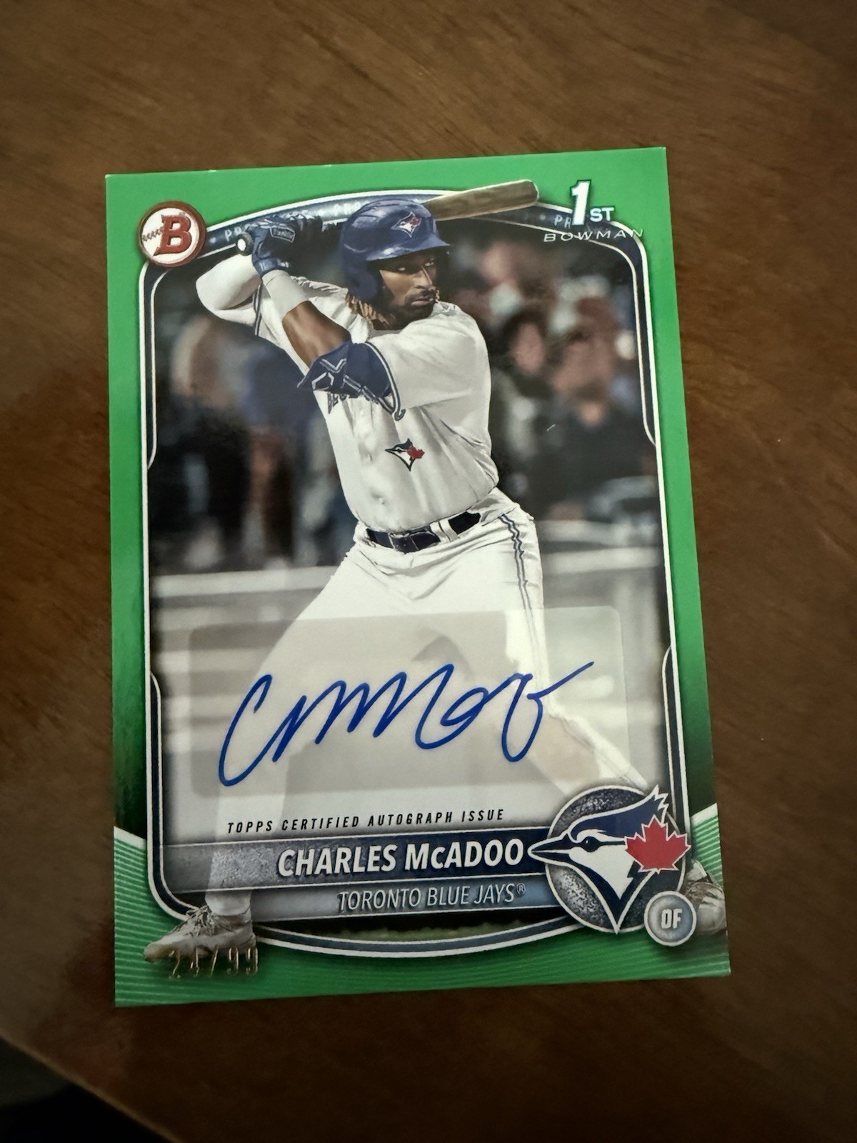 2025 Bowman - Paper Prospect Retail Autographs Charles McAdoo #BPA-CM Green /99