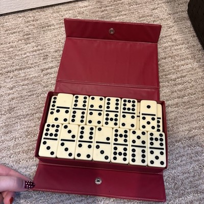 Cardinal Premier Edition 1993 Double Six Jumbo Dominoes Vinyl Case Complete