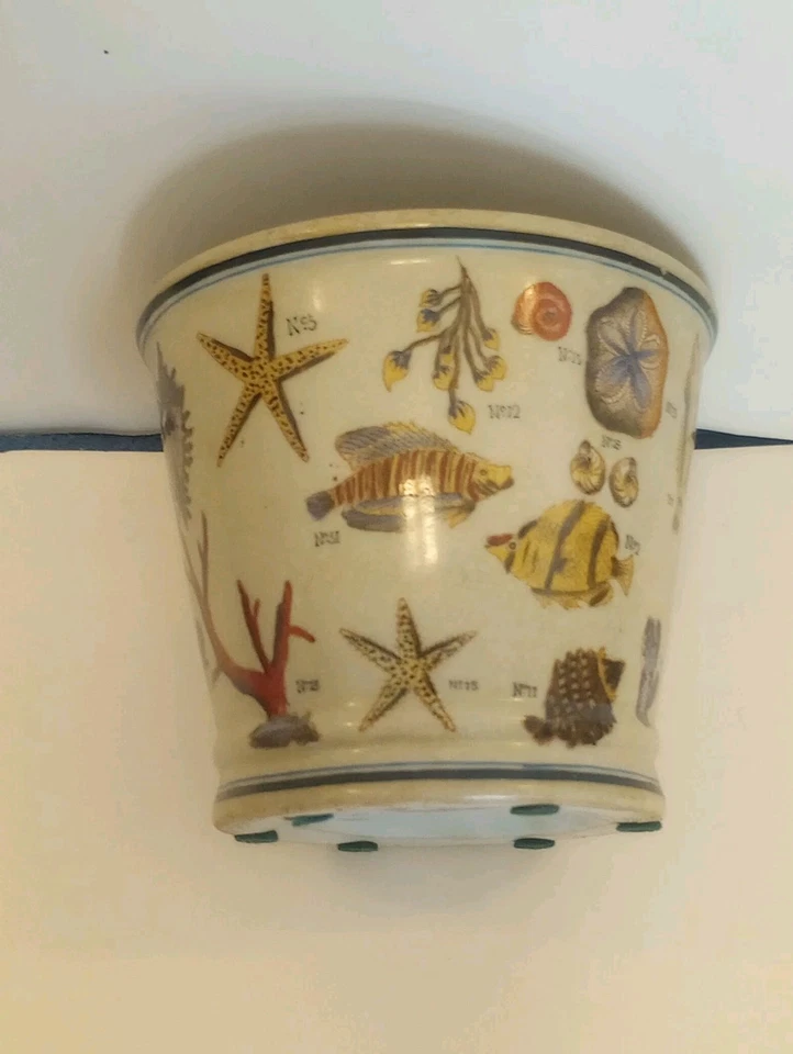 VASEBCACHEPOT Homart de porcelana pintada a mano rara playa acuática Foto 2 de 4