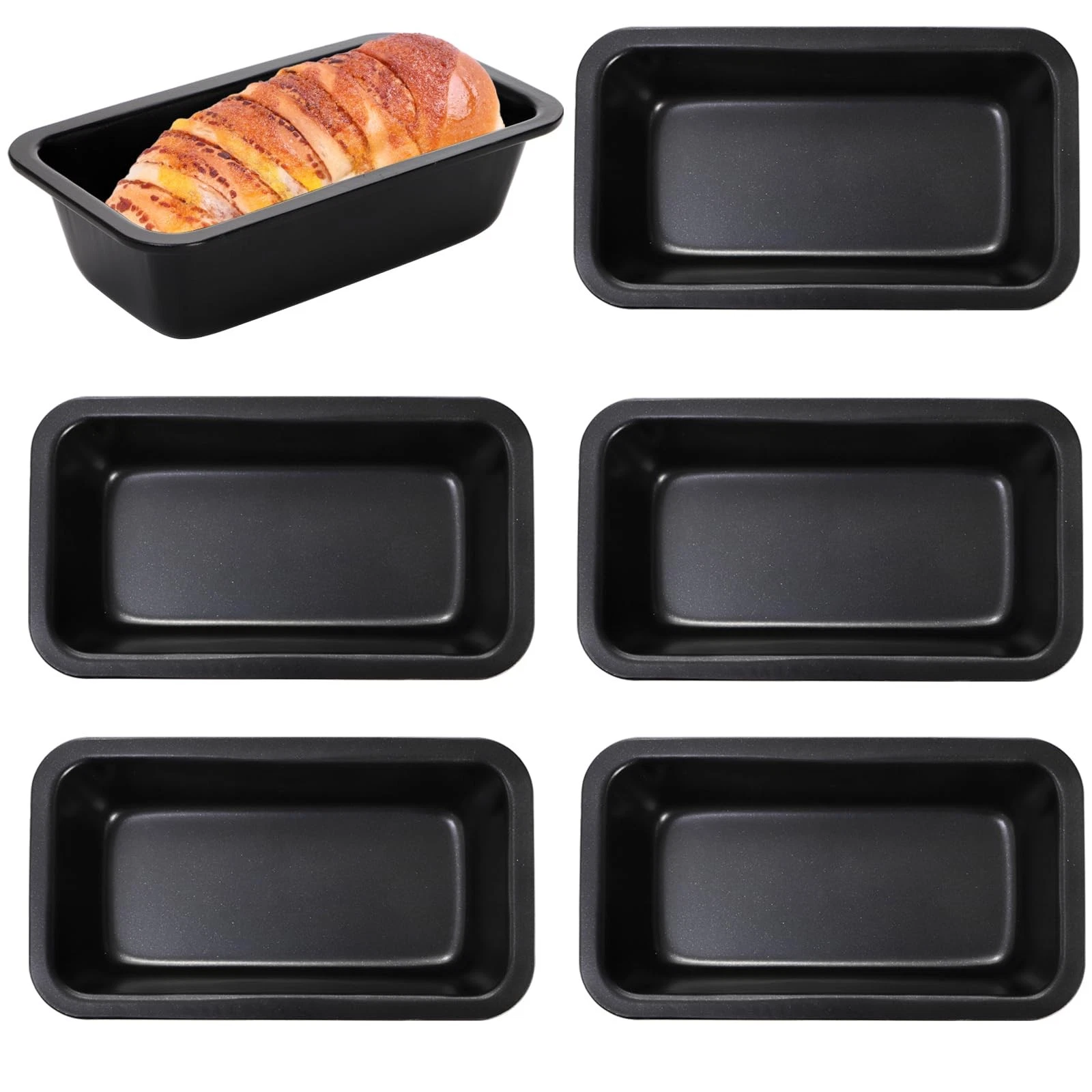6 Pcs Nonstick Carbon Steel Baking Bread Pan Mini Loaf Pans Small Banana Bread